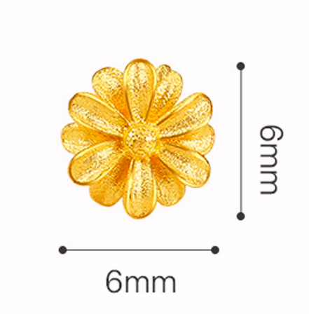 24K Solid 999 Gold Hand-Carved Craft Daisy Flower or Lily Flower Stud Earrings