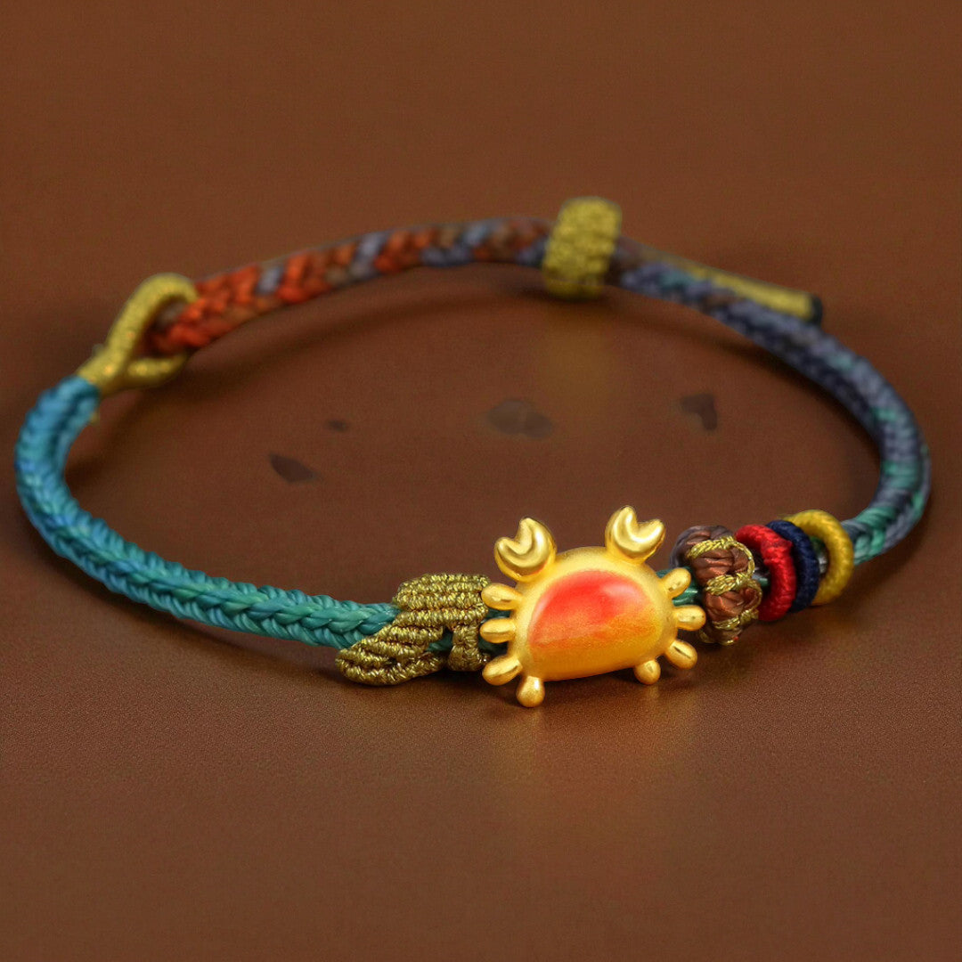 24K Pure 999 Gold Lucky Cute Sun and Crab D.I.Y Charm Pendant