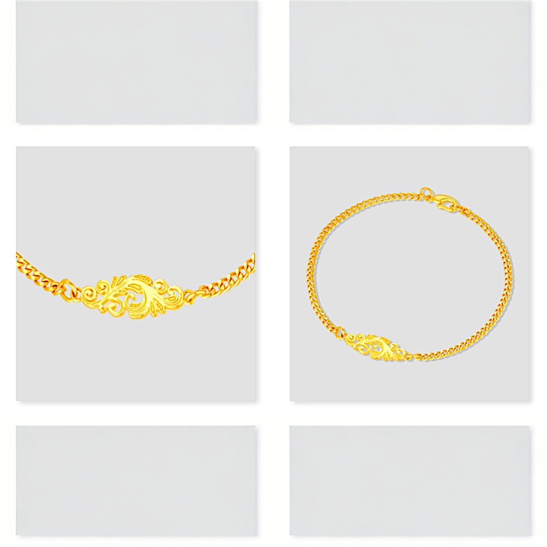 24k Pure 999 Gold Handmade Phoenix Feather Cuban Chain Bracelet