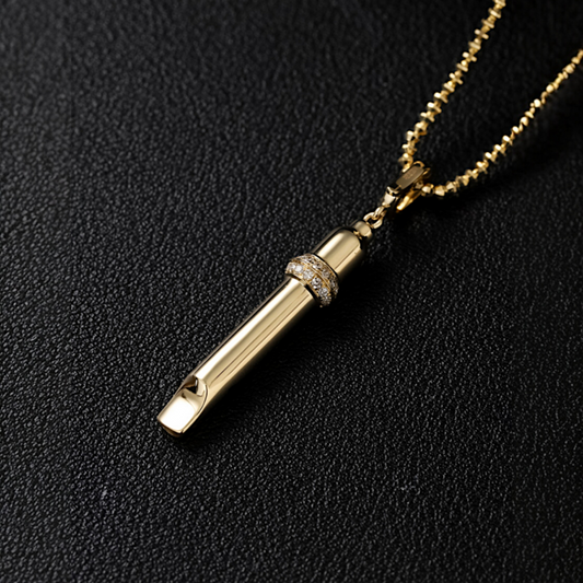 18K Gold Diamond Whistle High-end Unique Pendant
