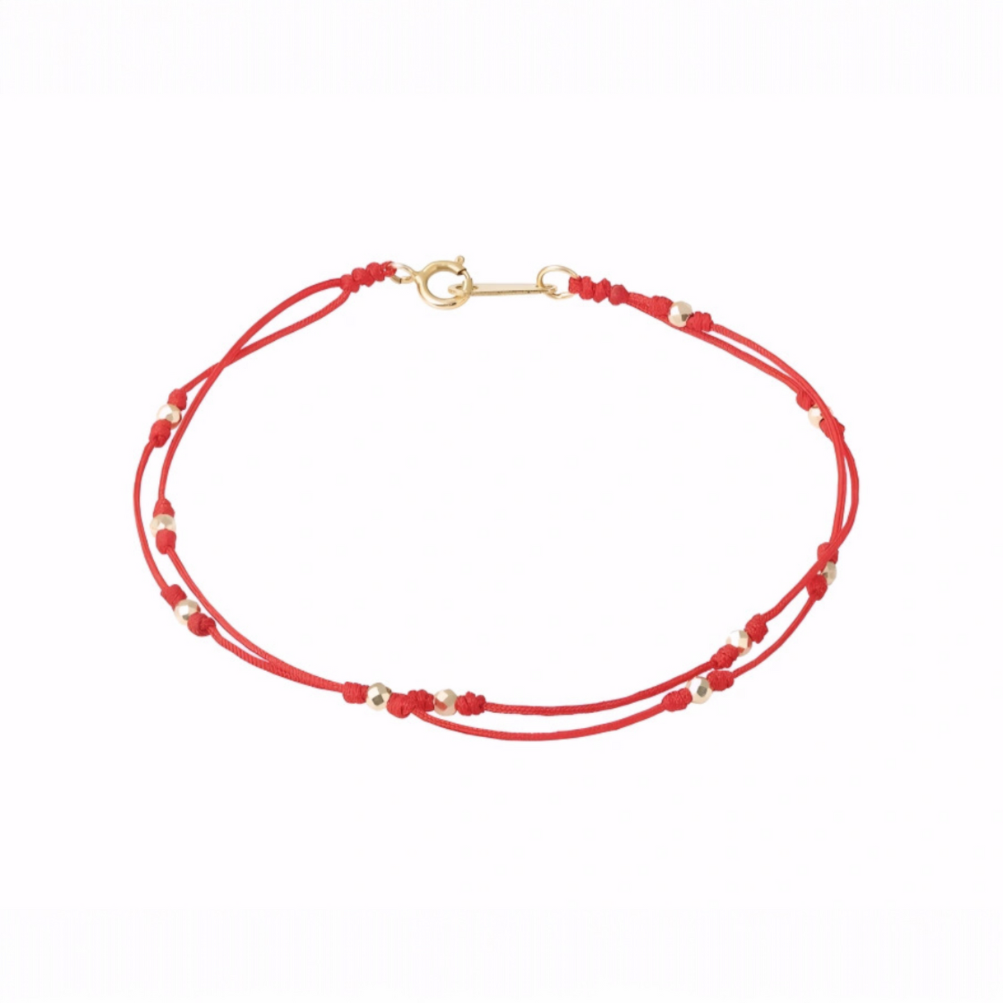 18K Real Gold Beads Gold Ball Red Rope Braided Bracelet