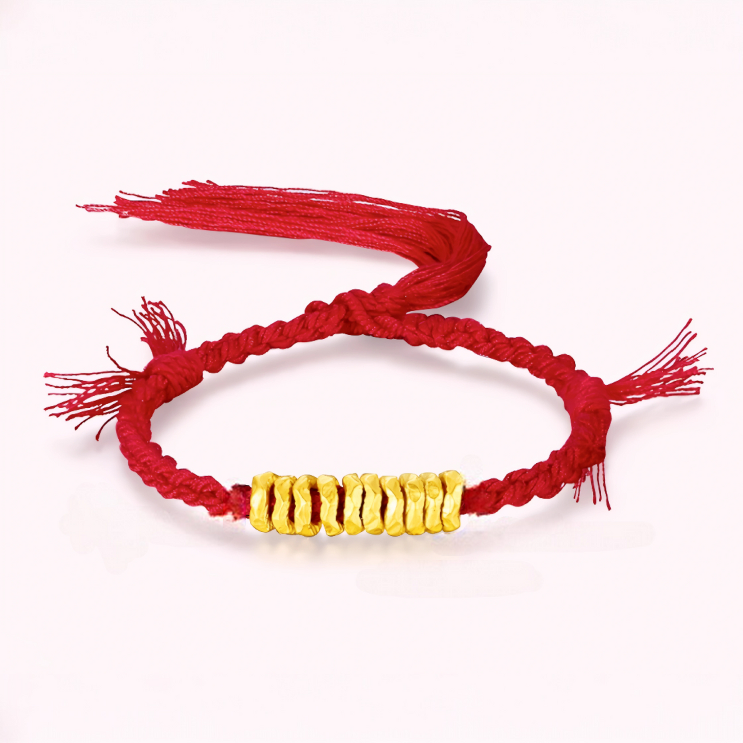 24K 999 Gold Beads with Red Rope Braided String Bracelet