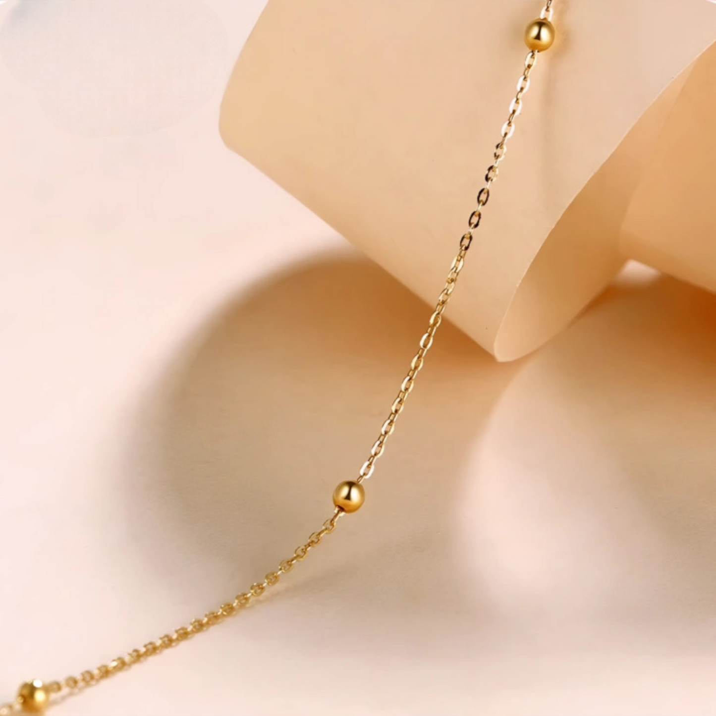 18K Gold Rose Gold Beads Anklet