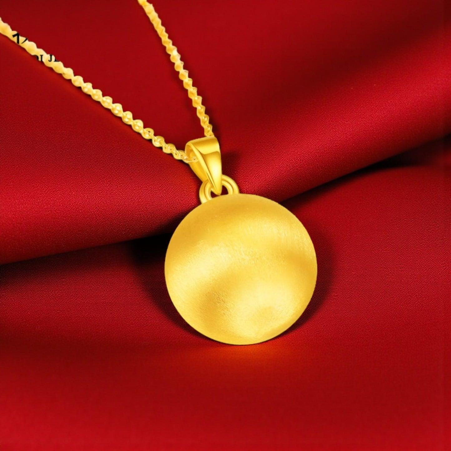 24K 999 Gold Luxurious radiant gold Cat's Eye Brushed Bead pendant