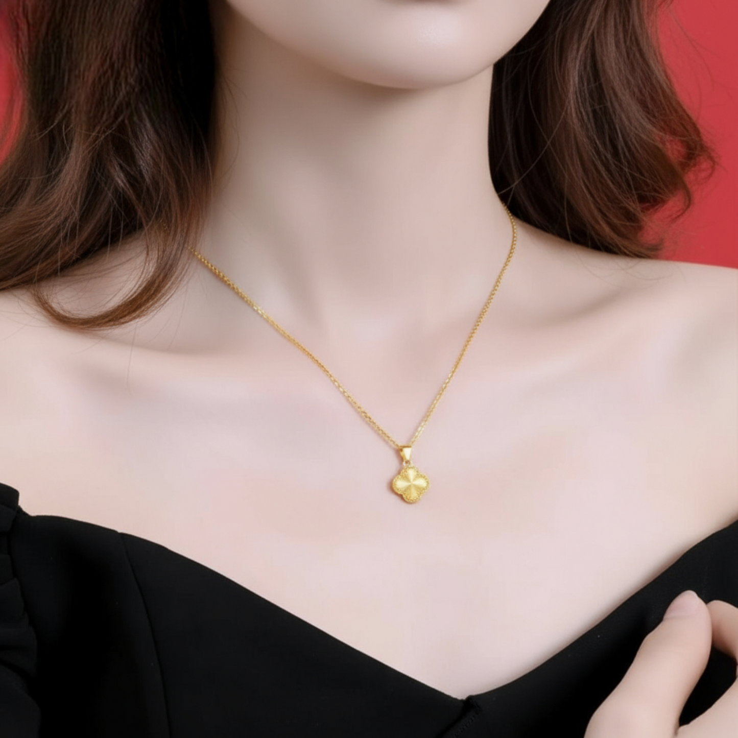 24K 999 Gold Luxurious Radiant Reflective Four Leaf Clover Lucky pendant