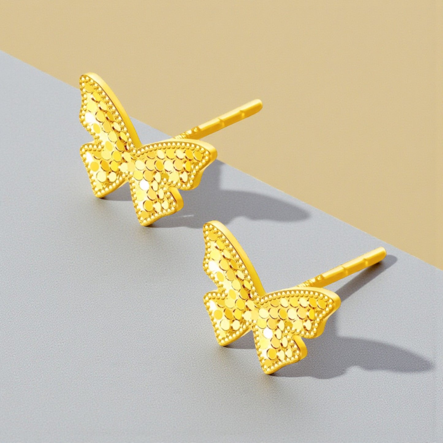 18K Gold Butterfly Stud Earrings