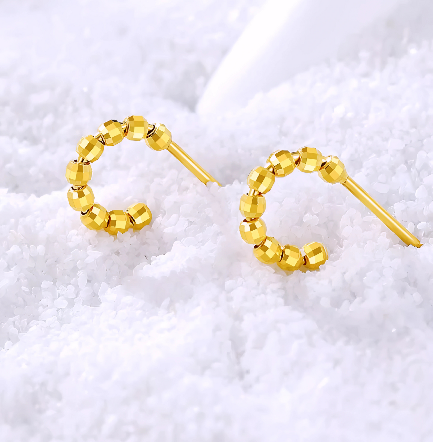 18K Gold Beads Shinning Stud Earrings