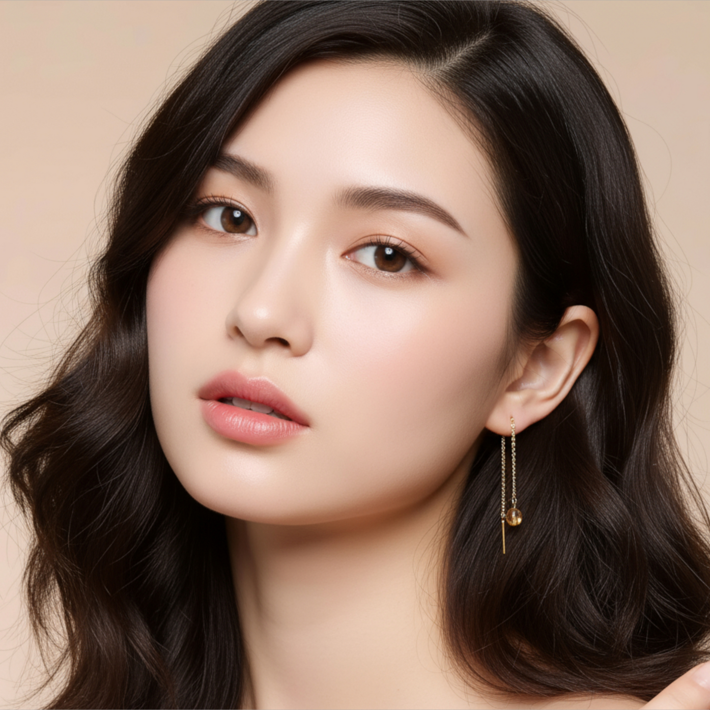 18K Gold Trendy Threader Chain Hollow Flower Charm Earrings