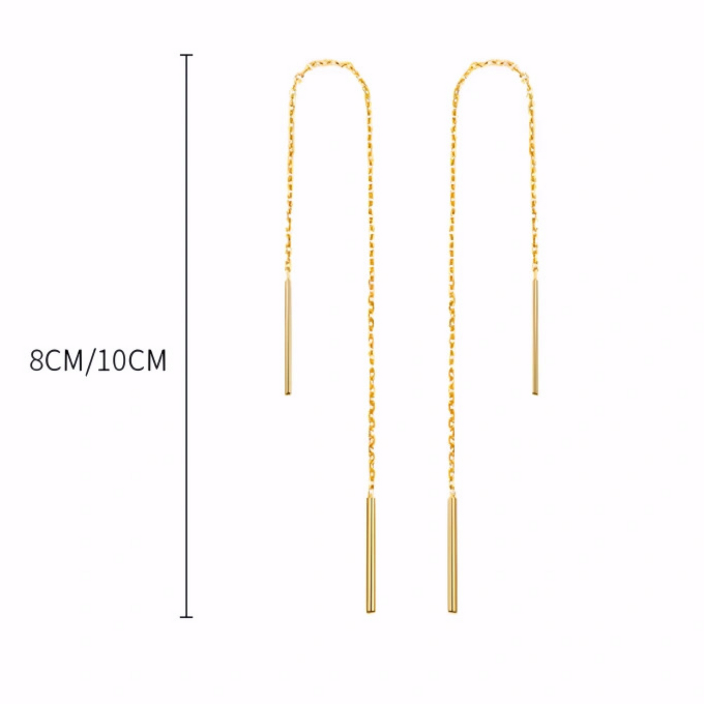 18K Rose Gold Yellow Gold Trendy Chain Minimal Simple Threader Earrings
