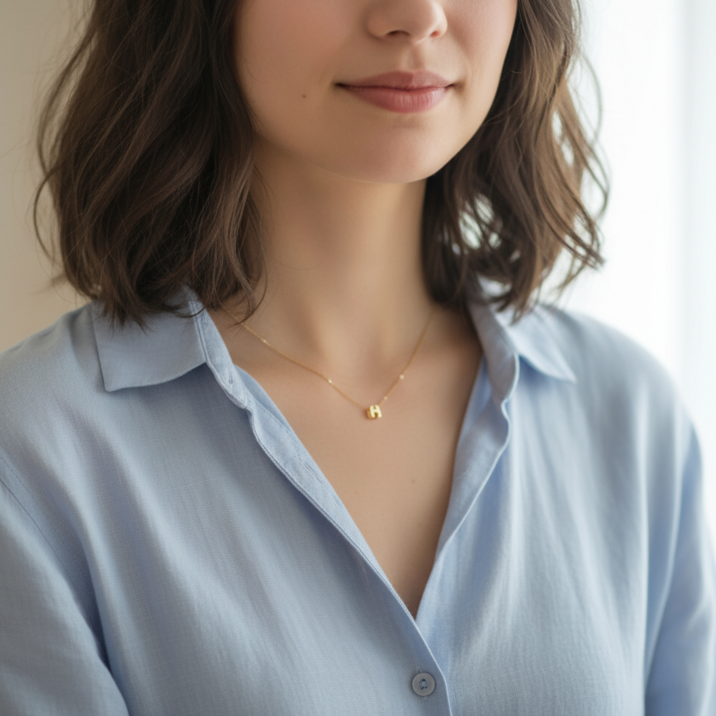 14K Gold Minimal Dainty 26 alphabet Letter Name Initial Pendant D.I.Y Charm