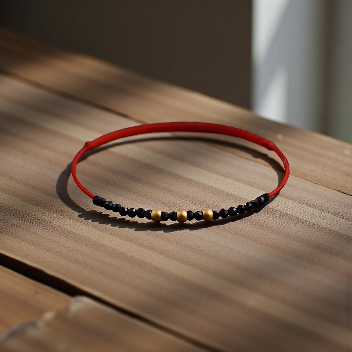 24k Solid 999 Gold Lucky Spinel Beads Extra-Fine Rope Braided Bracelet and Anklet