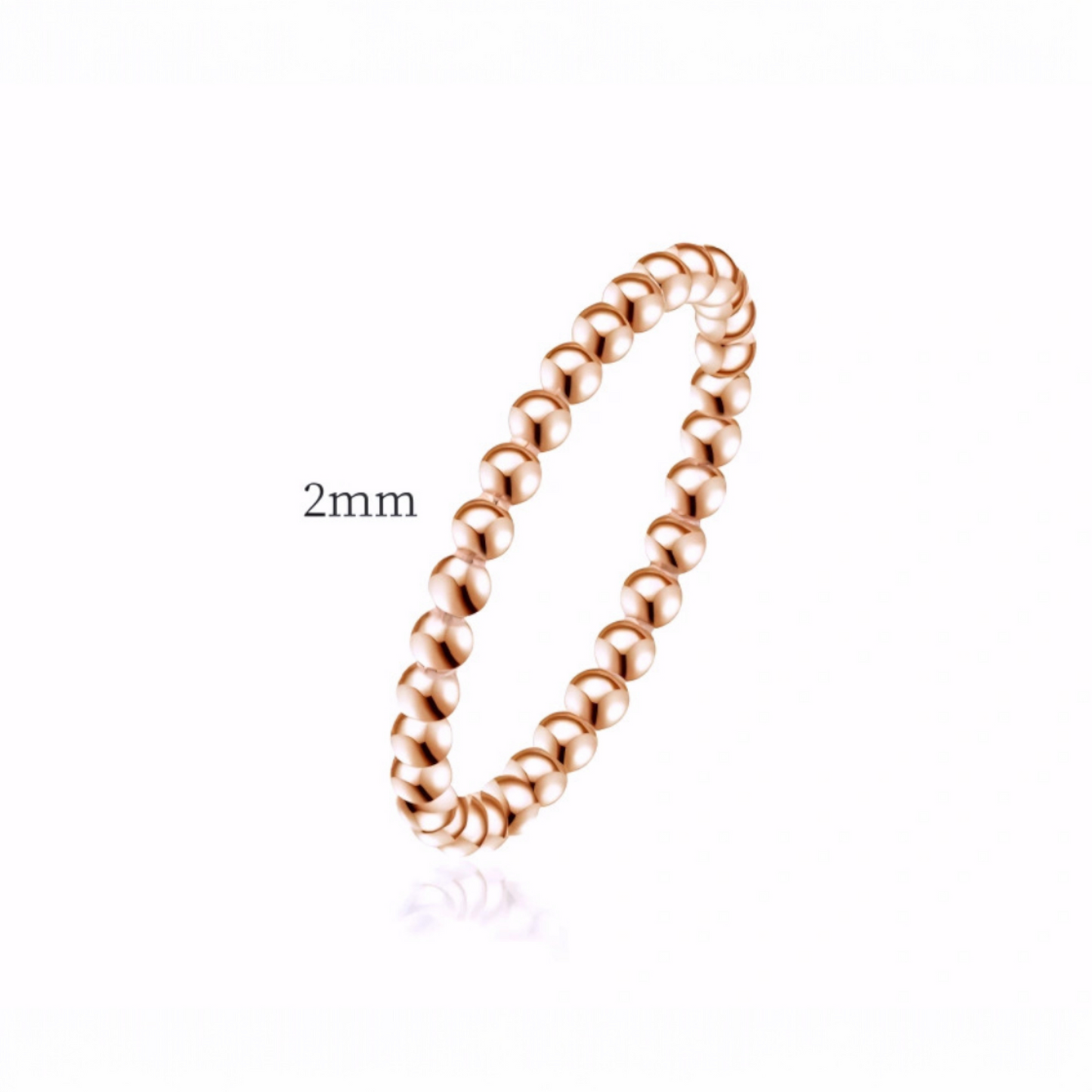Genuine 18K Yellow Gold Rose Gold Round Beads Minimal Band Ring