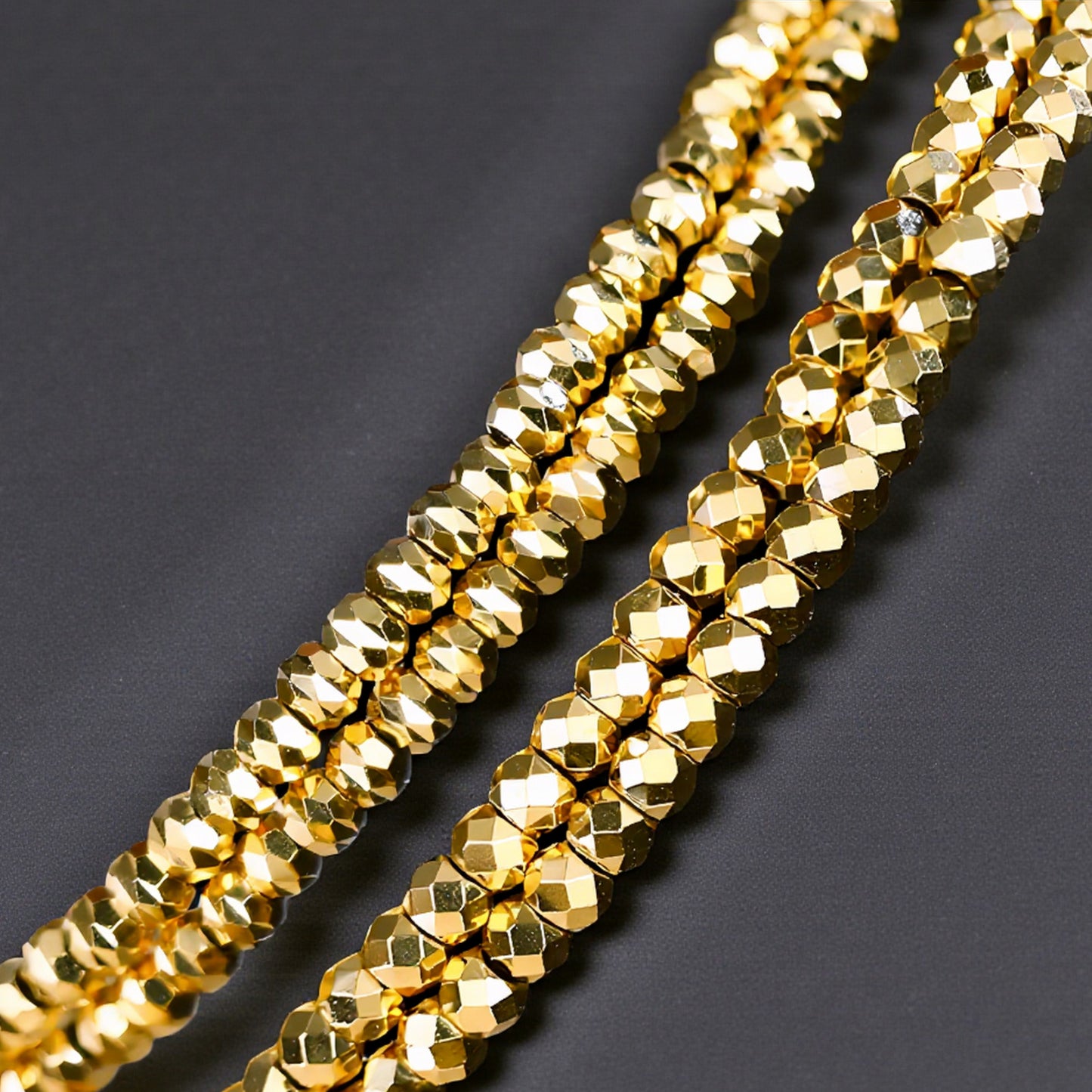 18K Yellow Gold Rose Gold Elastic Soft Beads Elegant Bracelet