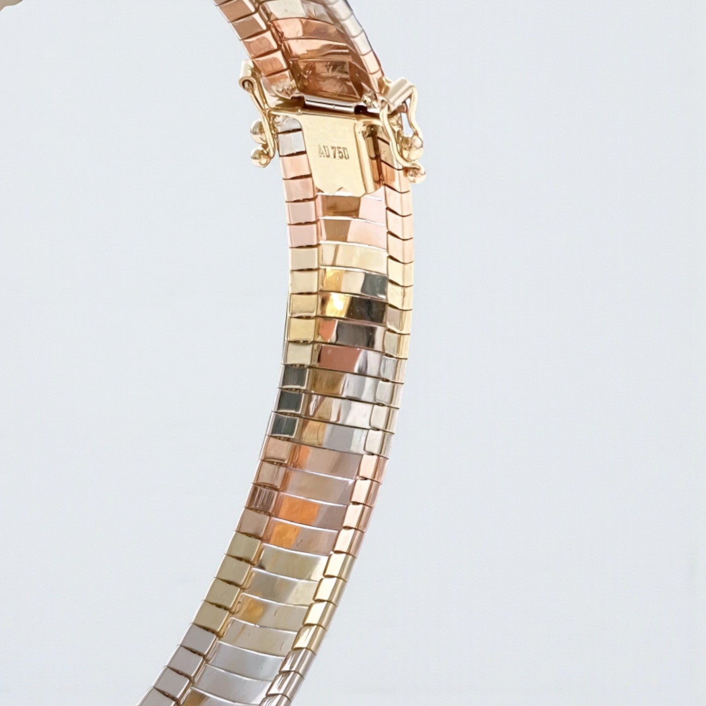 Genuine 18K Tri-Color Luxury Soft Bangle Cuff Bracelet