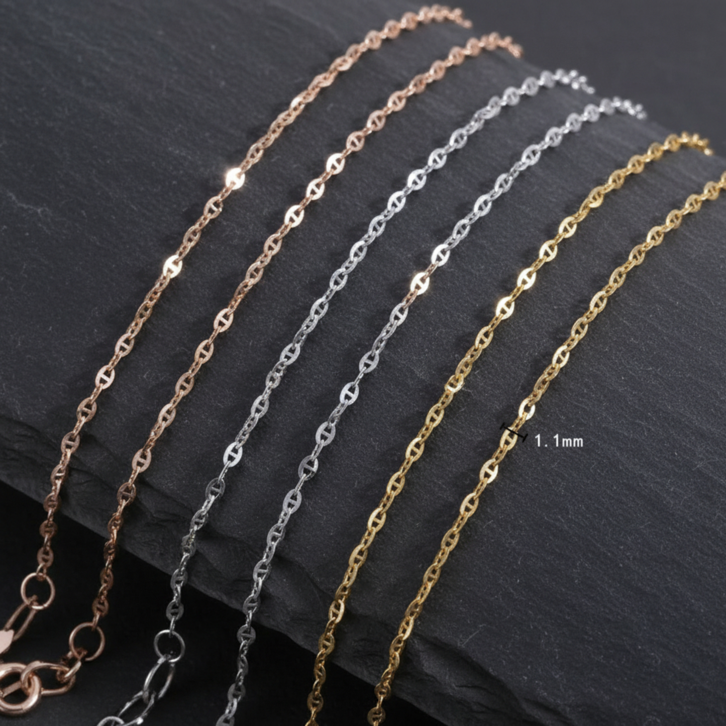 Genuine 18K Rose Gold White and Yellow Gold Chain