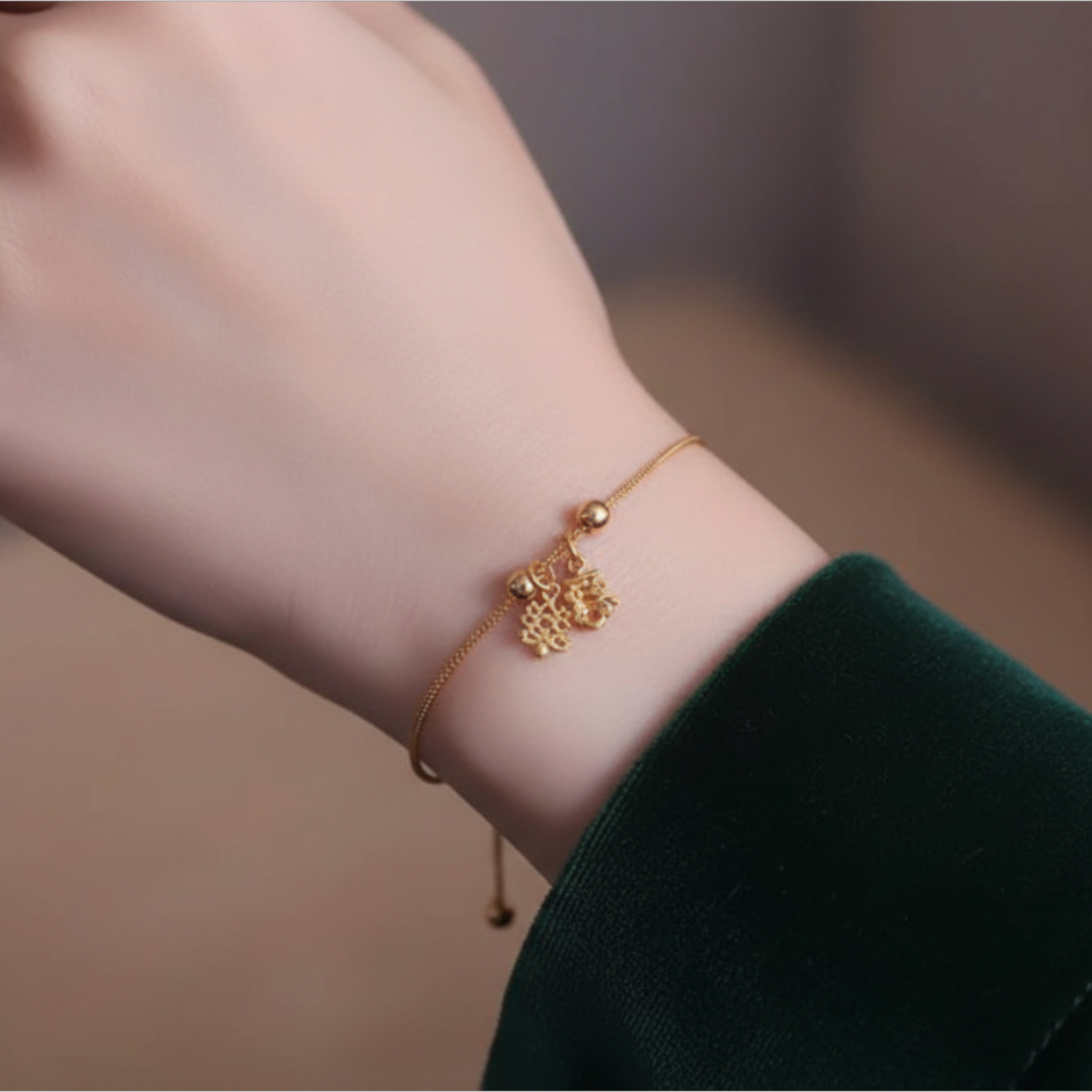 24K 999 Gold Chinese Joy and happiness Mini D.I.Y Charm Style Lucky Pendant