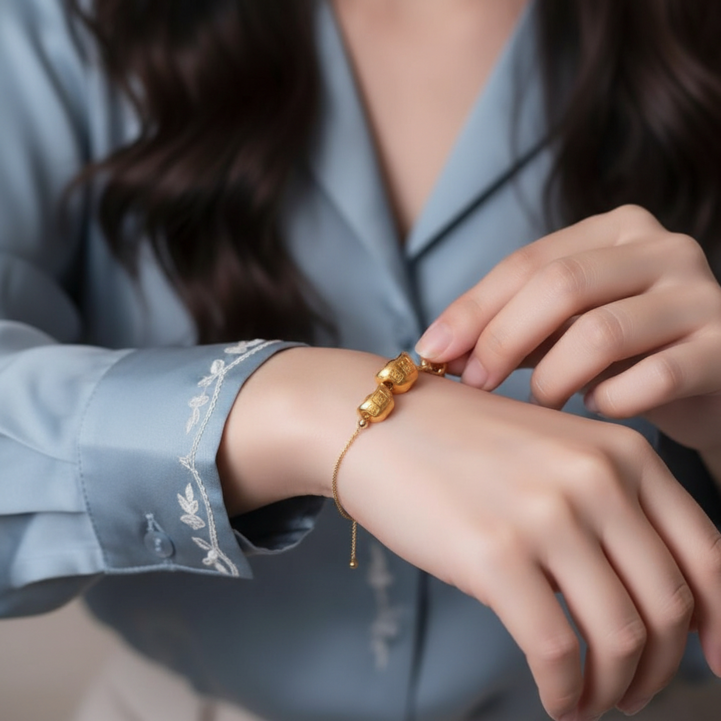 24K 999 Gold Lucky Chinese Gold Ingot Lucky Bring Wealth Pendant