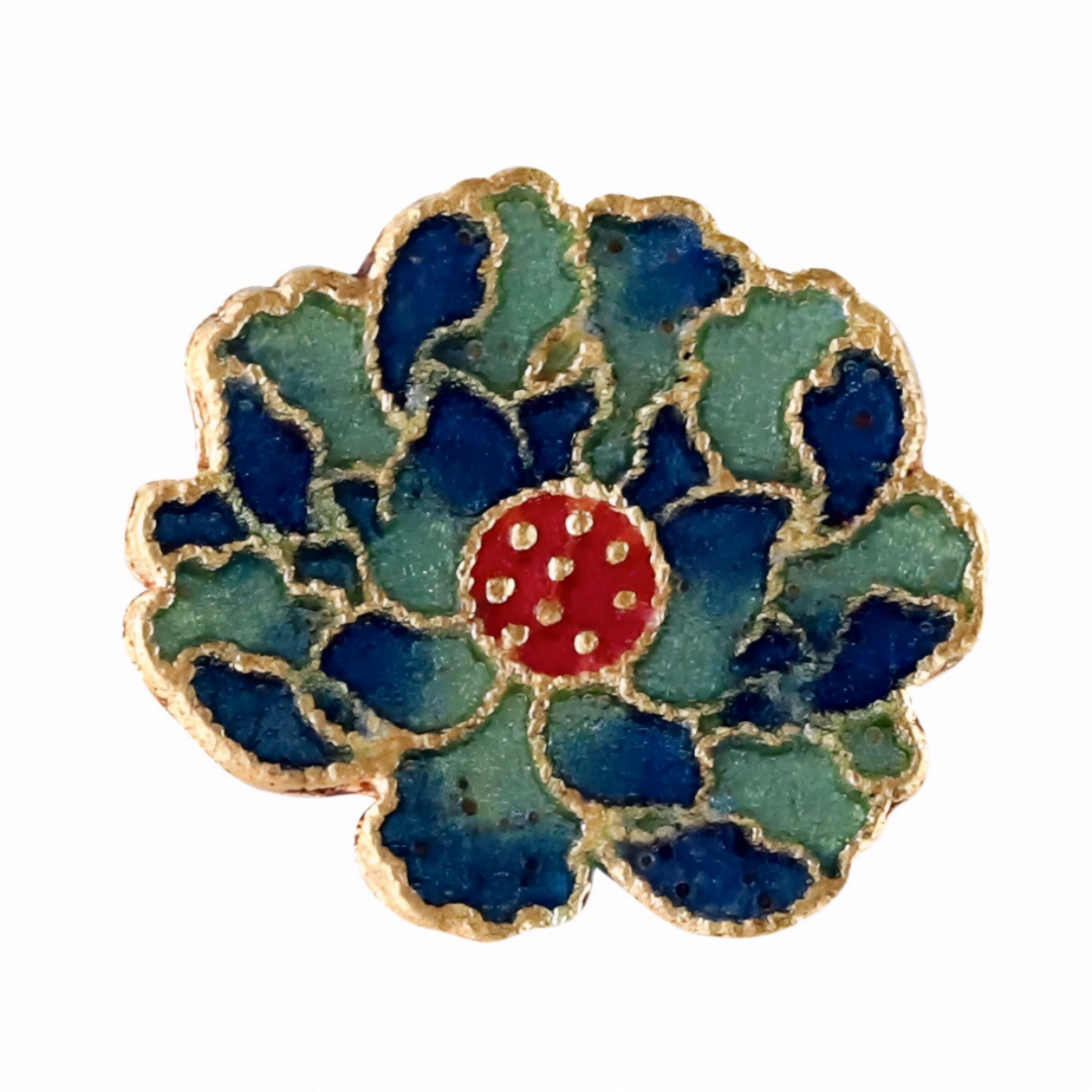 24K 999 Gold Enamel Peony Flower D.I.Y Charm Pendant