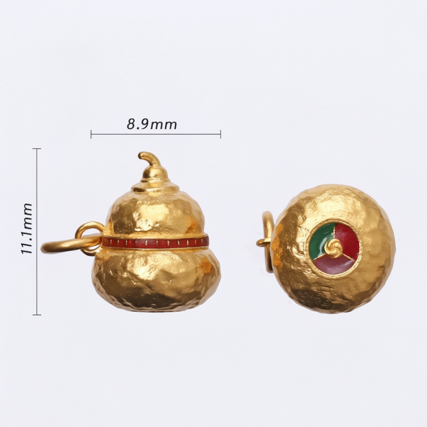 24K 999 Gold Enamel Lucky Gourd Unisex Men Women D.I.Y Charm Pendant