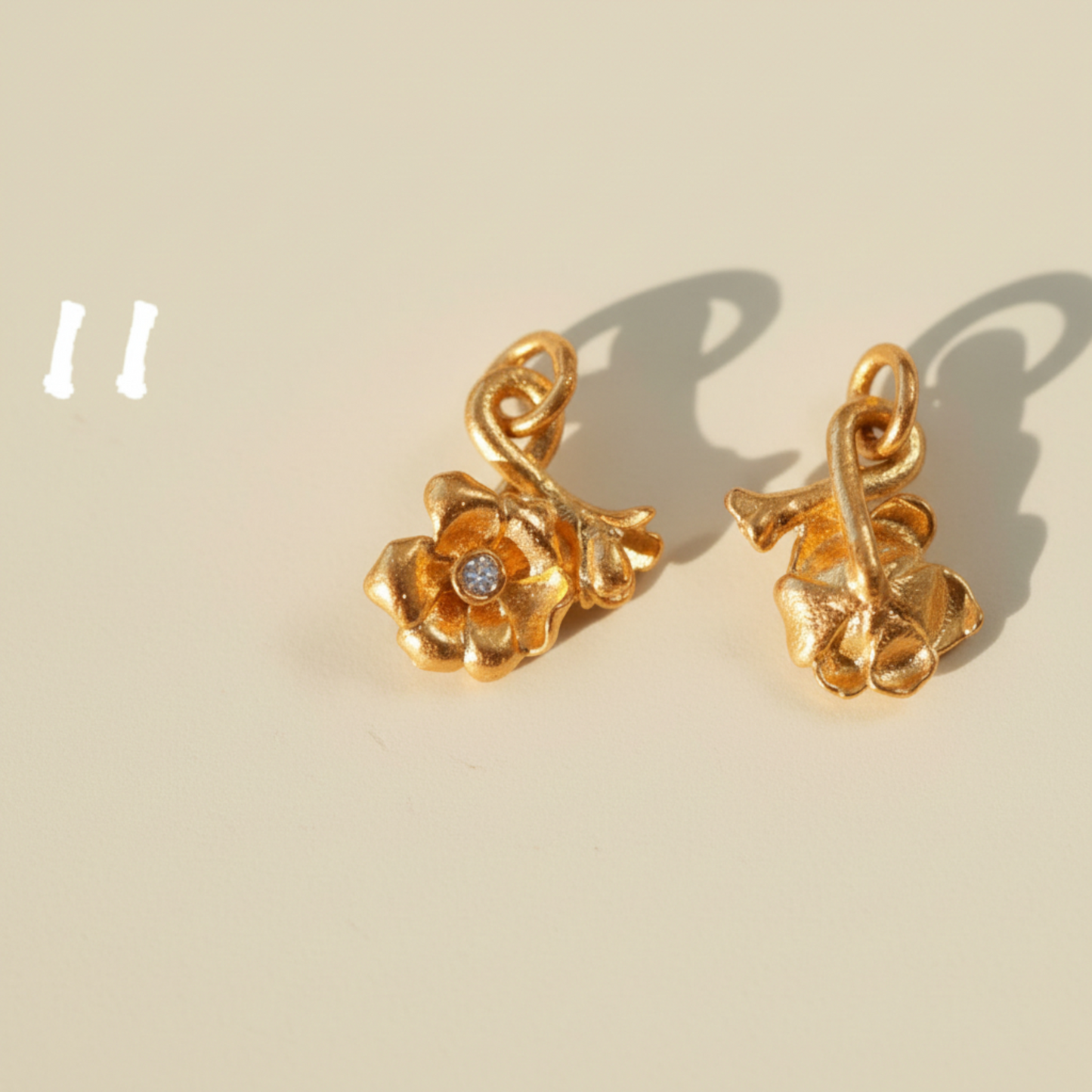 24K Gold D.I.Y Small Moissanite flower Butterfly Charm