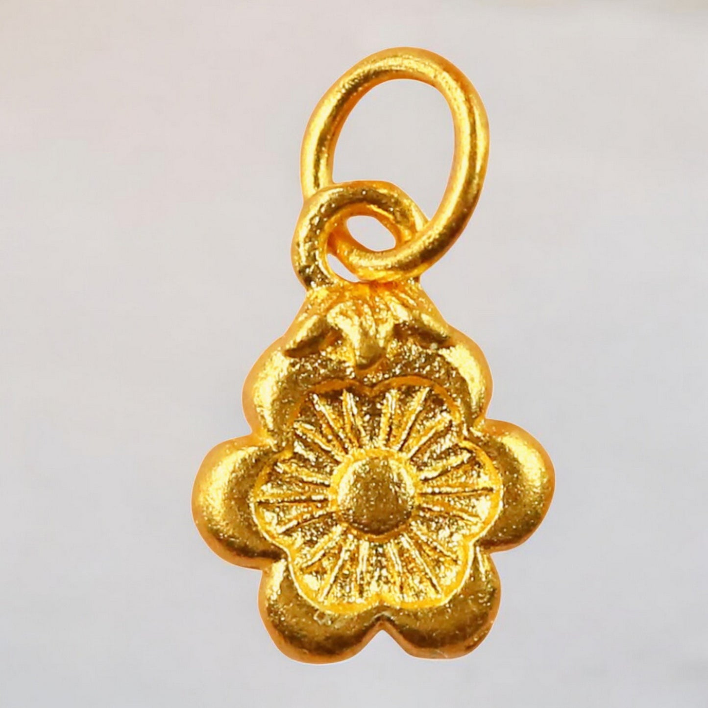 24K Gold D.I.Y Mini Hand-Carved Flower Bead Pendant Charm