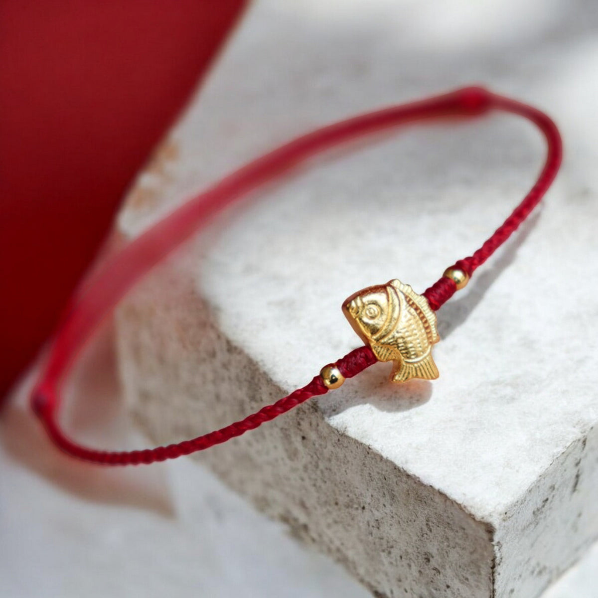 24k 999 Gold Lucky Carp Fish Leaping Over Dragon Gate Charm Braided Rope Bracelet
