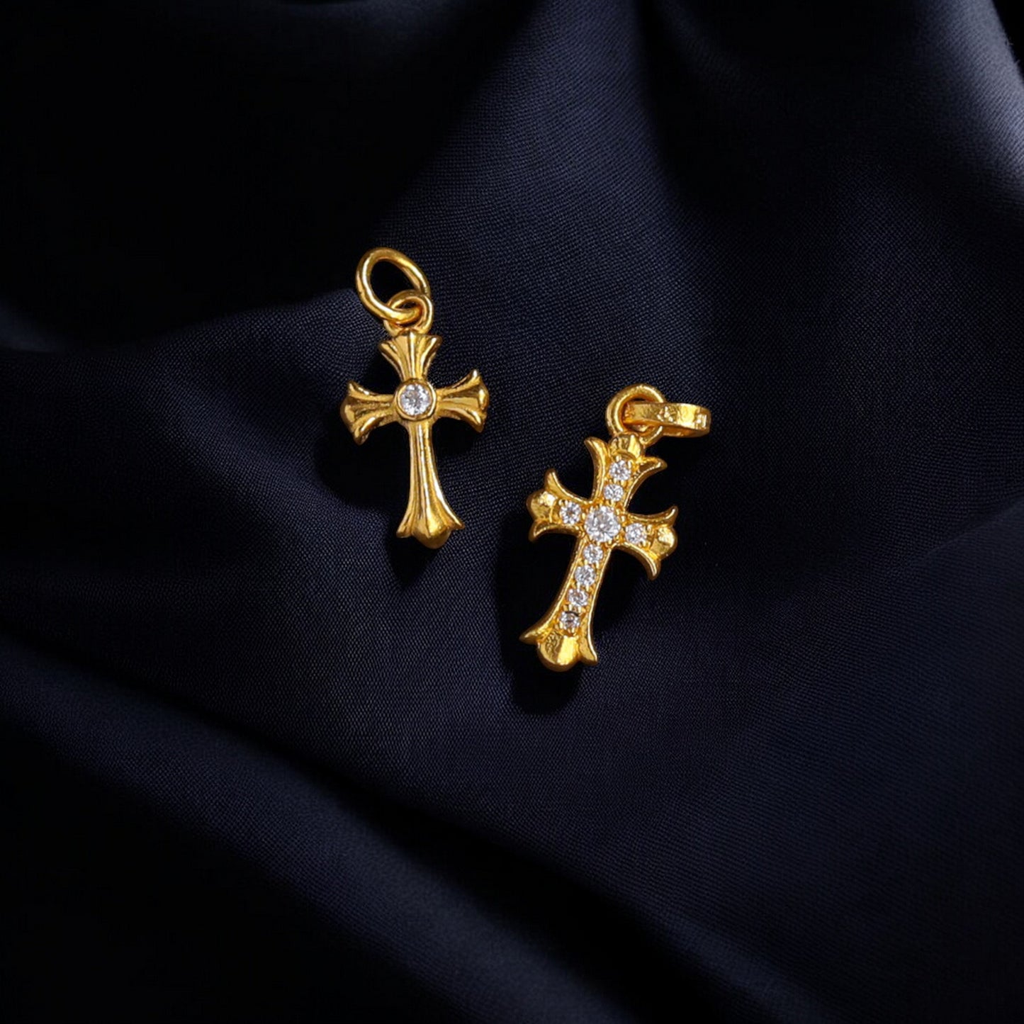 24K 999 Pure Gold Moissanite Cross Charm Pendant