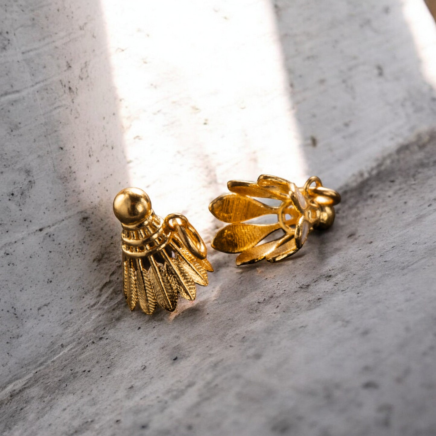 24K 999 Pure Gold Mini Badminton with Enamel D.I.Y Charm Pendant