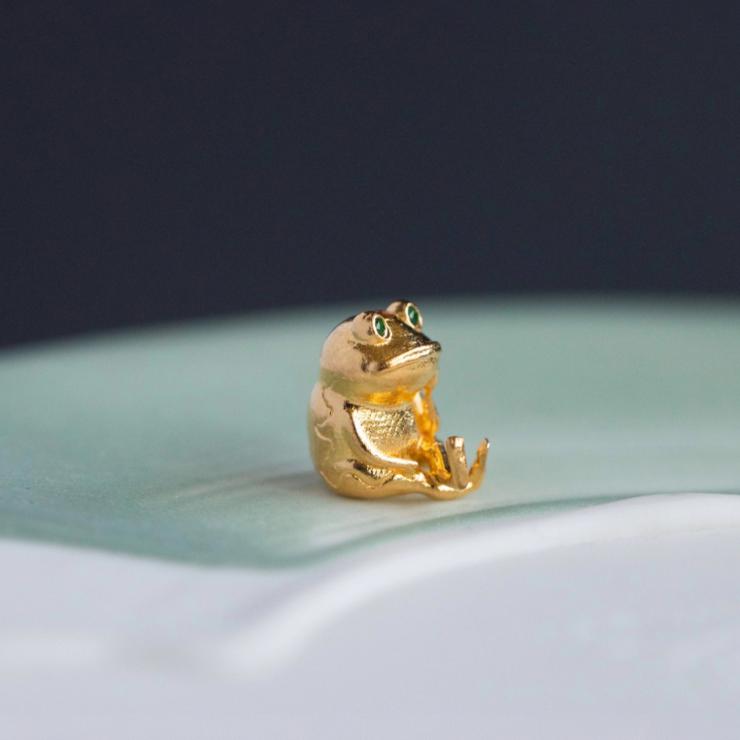24K 999 Pure Gold Cute Small Moissanite Frog D.I.Y Charm