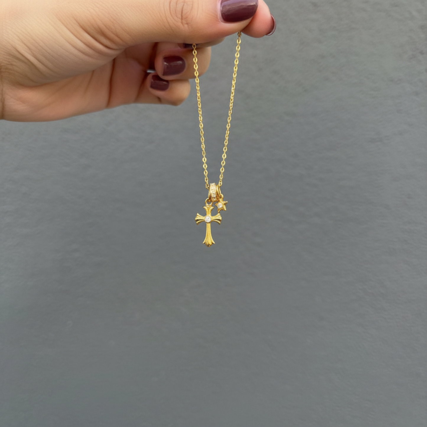 24K 999 Pure Gold Very Mini D.I.Y Moissanite Heart Star Charm Accessories