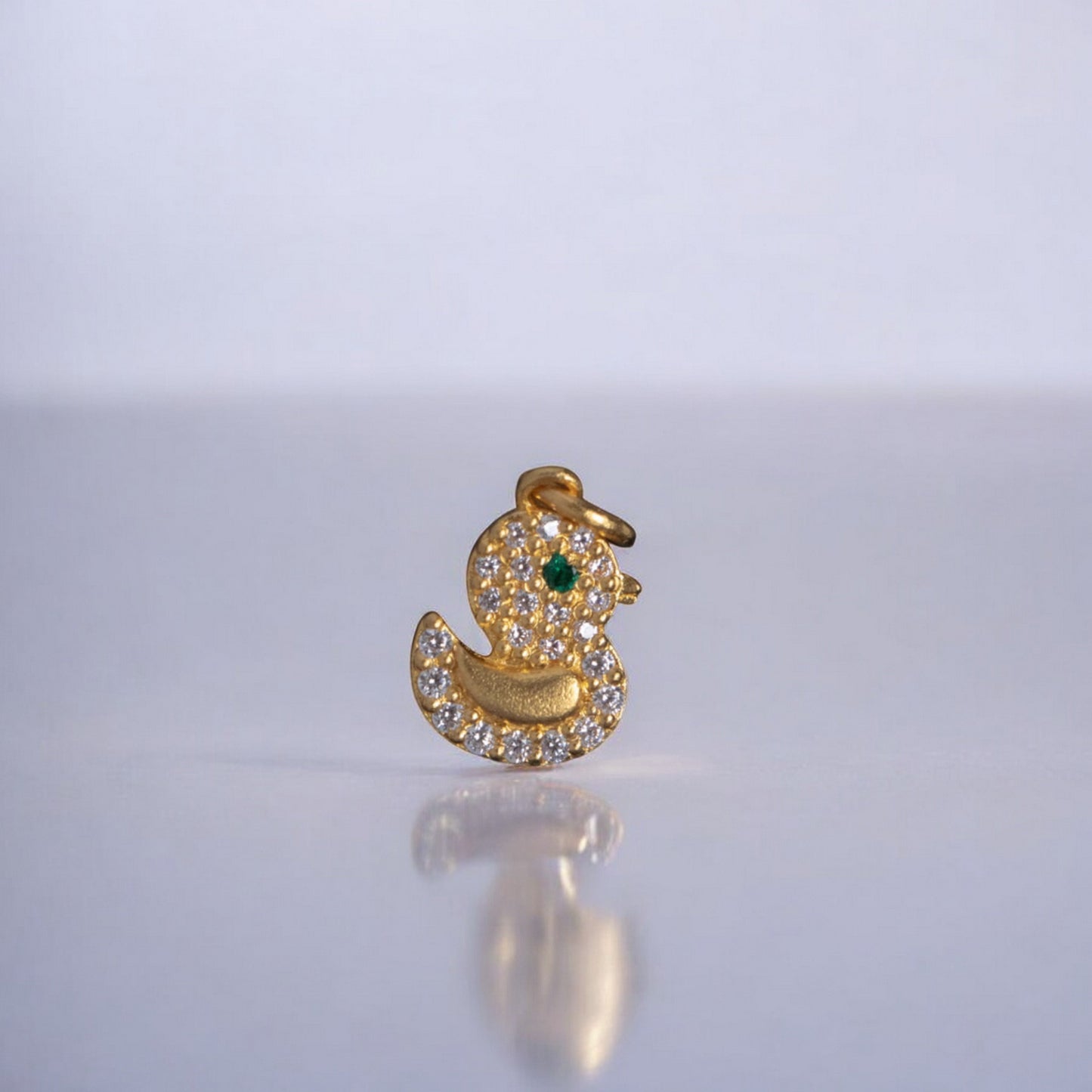 24K 999 Pure Gold Cute Mini Duck Babyshower Gift Moissanite Pendant