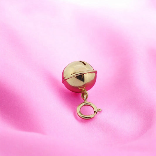 14K Real Gold Universal Spring Buckle Bell Charm Pendant