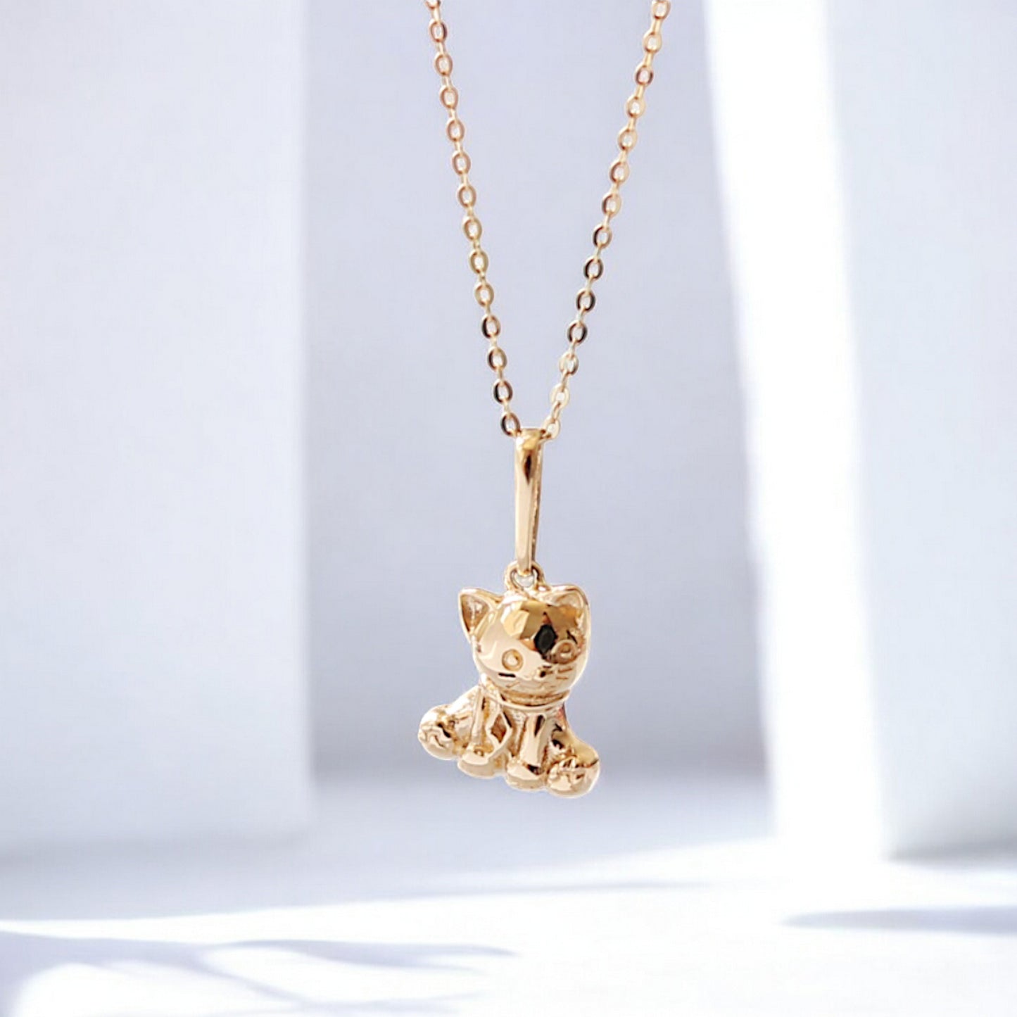 14K Real Gold Kitty Cat Cute Pendant