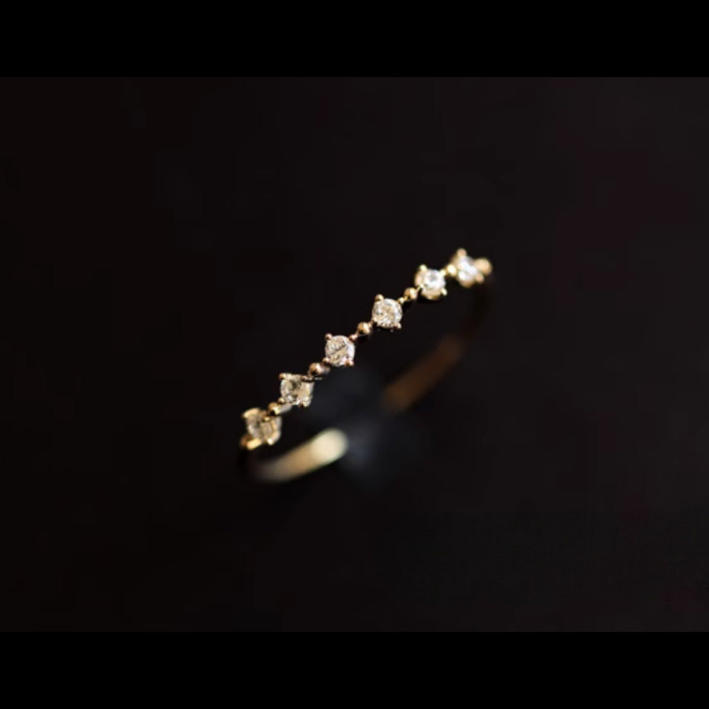 14K Pure Gold Minimal Style Zircon Round Stacking Ring