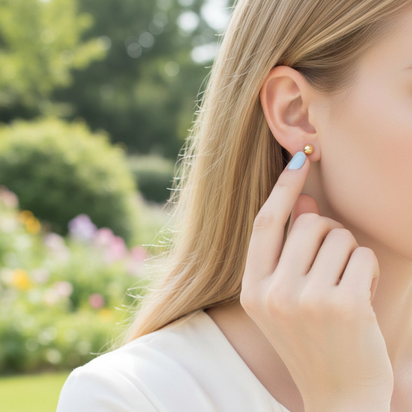 18k Pure Yellow Gold Minimal Ball Stud Earrings