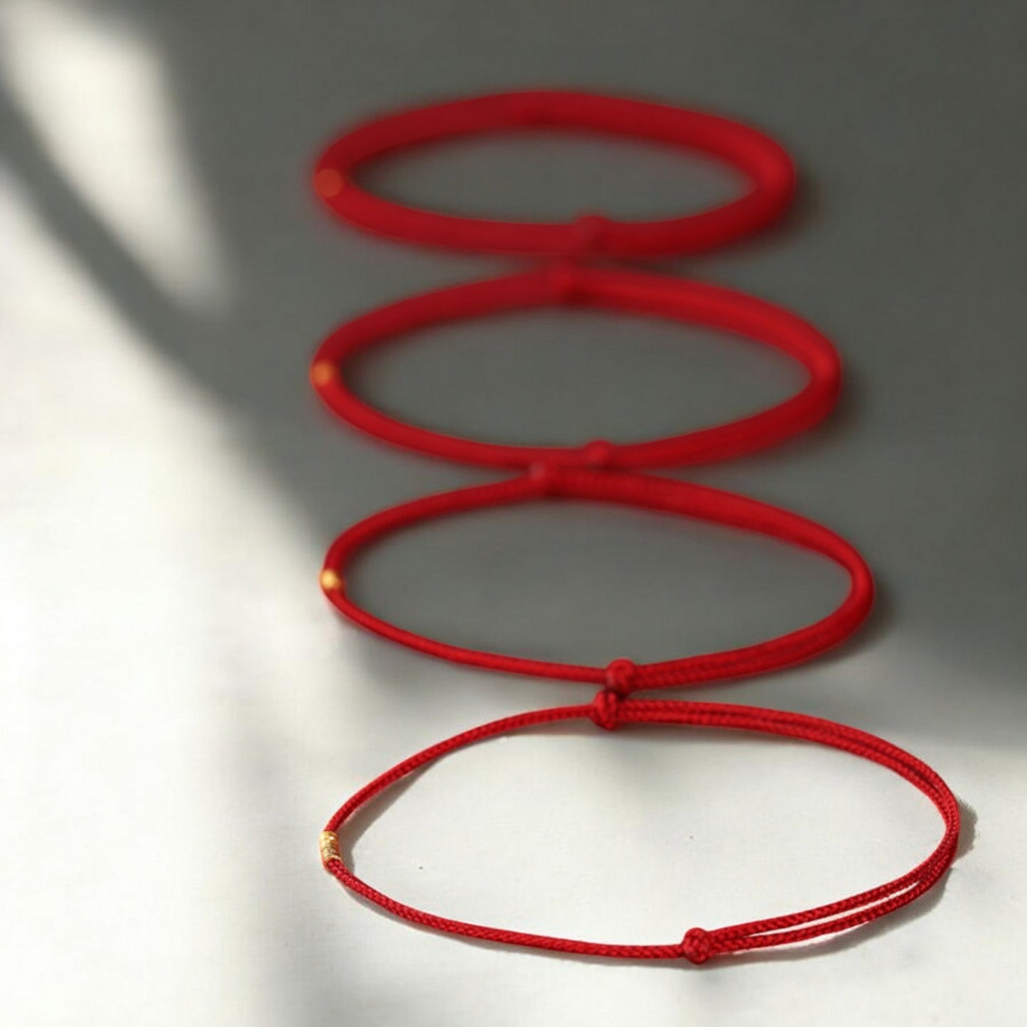 24K 999 Gold Small Ring Beads Thin Red String Braided Rope Bracelet Minimal