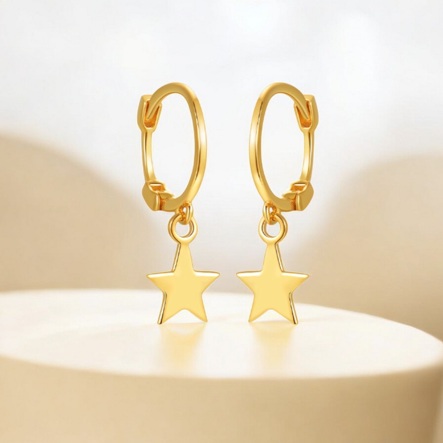 18K Real Gold Minimal Star Earrings