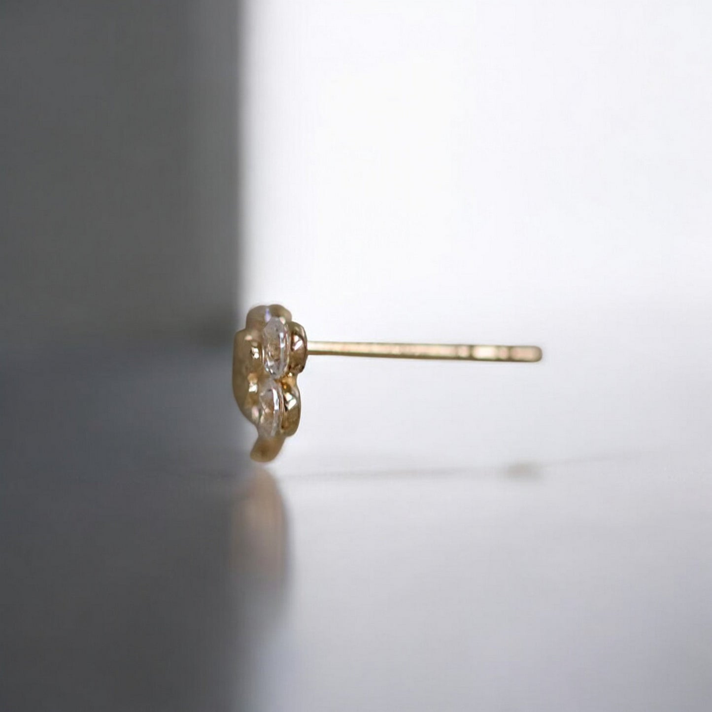 9k Gold Minimal Dainty Sparkling Zircon Clover Leaf Stud Earrings