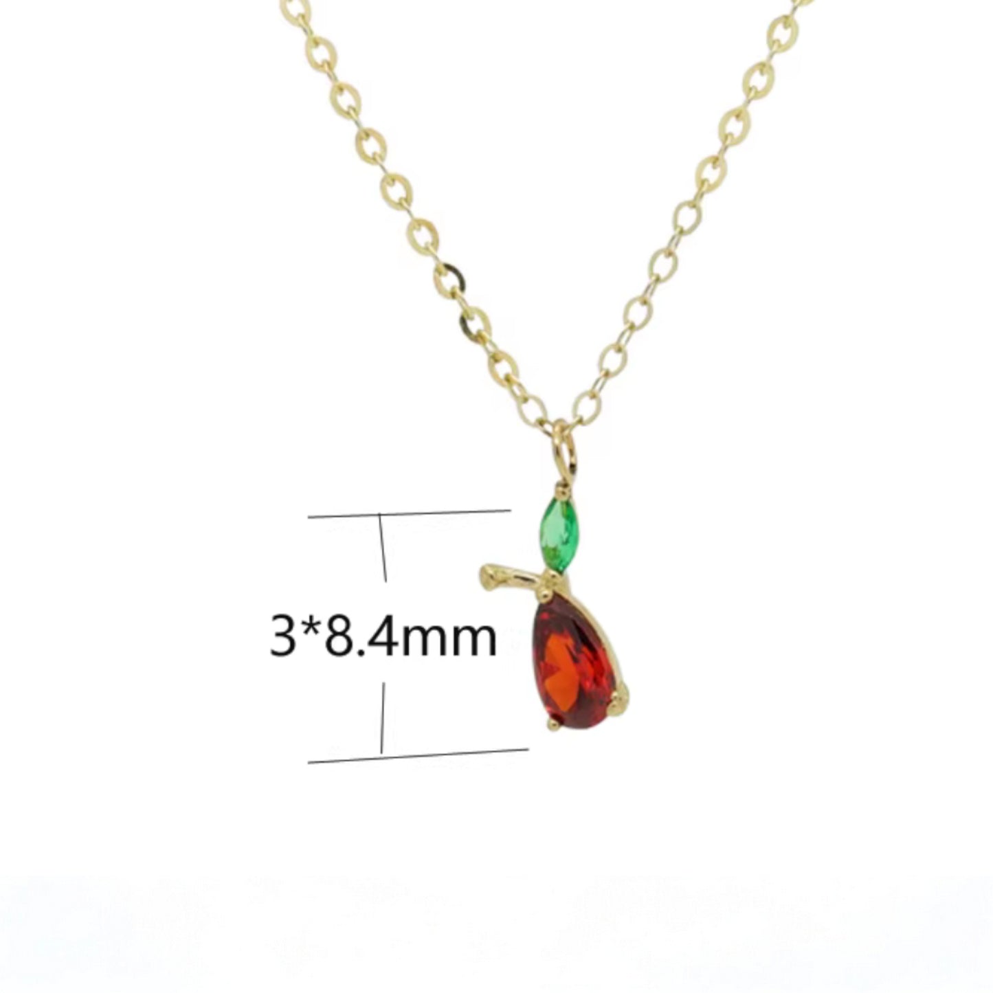 14K Gold Minimal Dainty Fruit Cherry Apple Pineapple Pendant Necklace