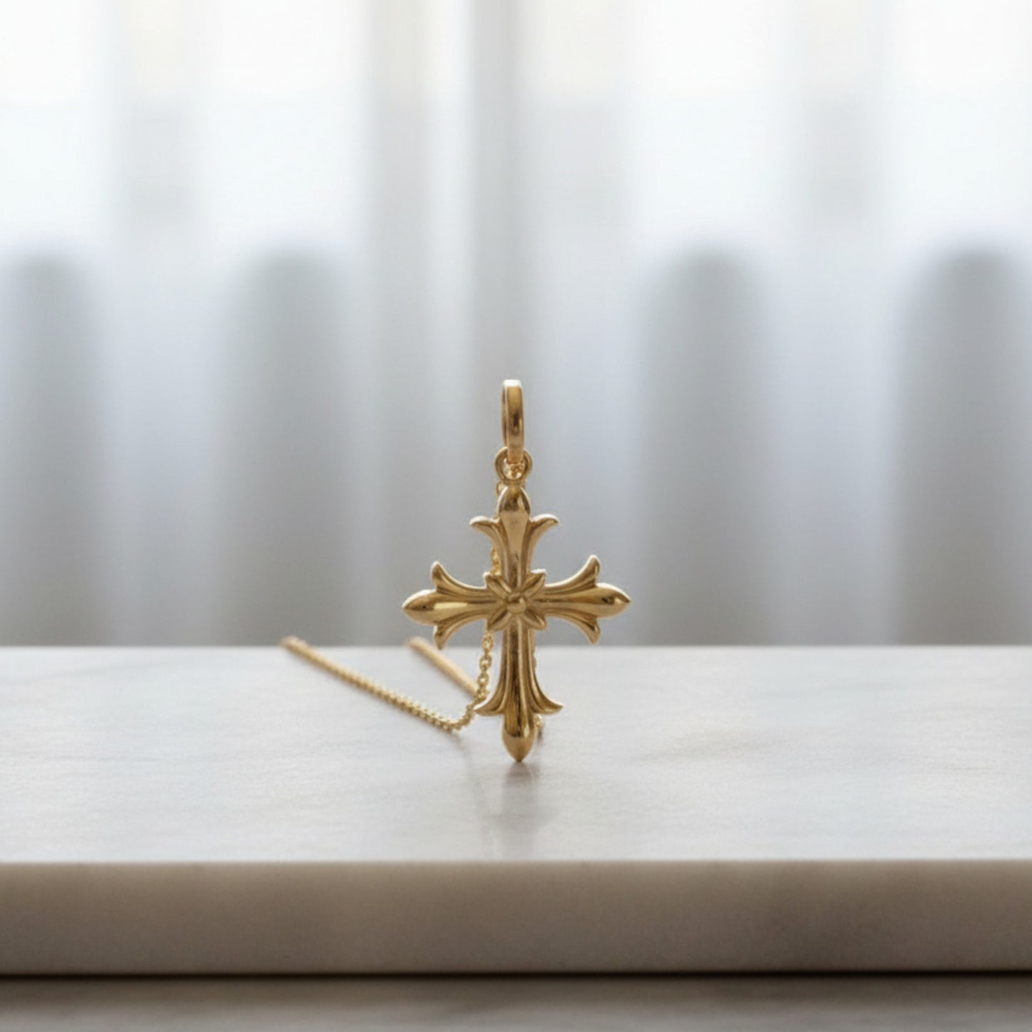14K Gold Minimal Dainty Cross Pendant