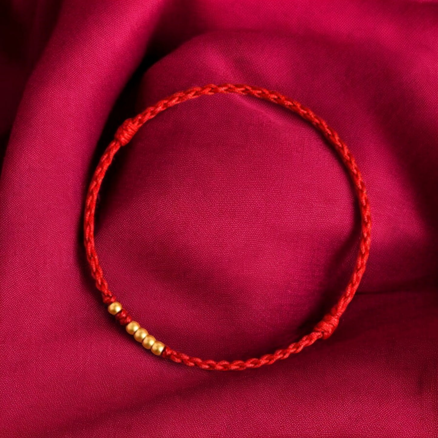 24k 999 Gold Beads Red Rope Men and Women Couple Bracelet