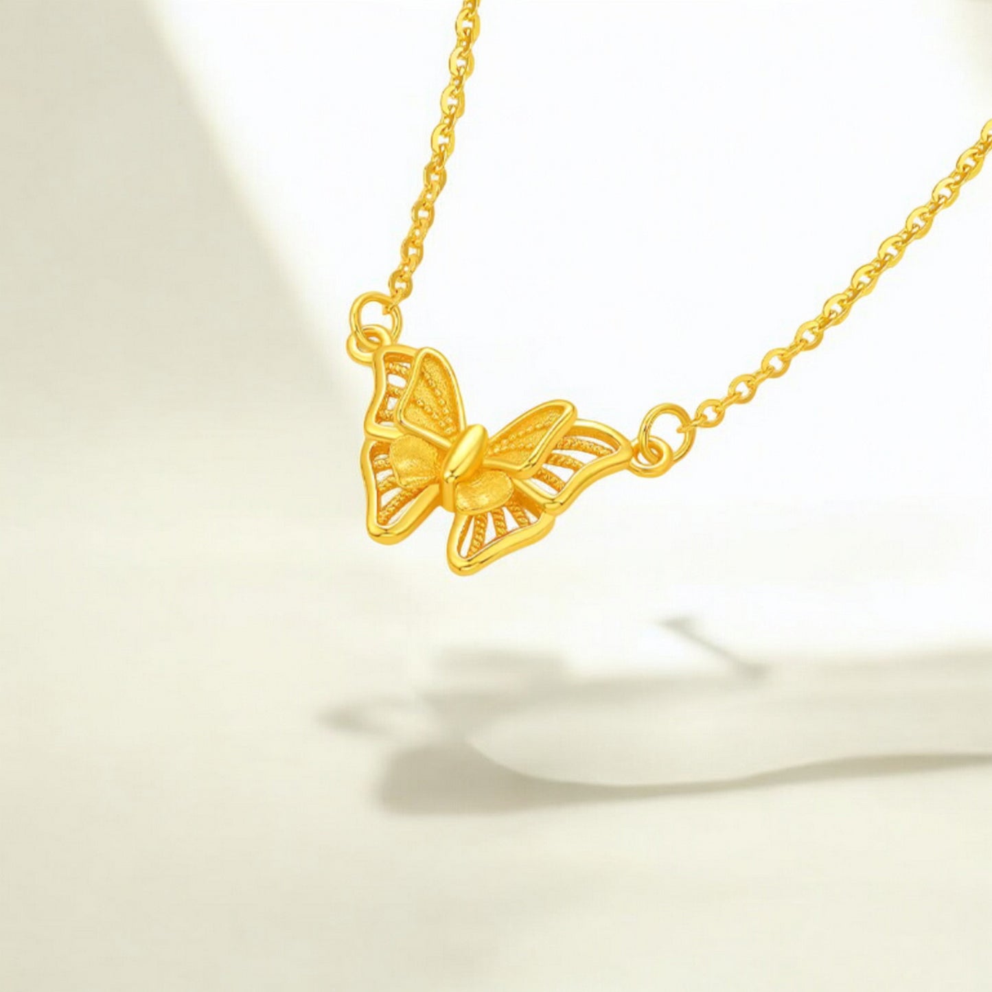 18K Gold Butterfly Pendant Necklace