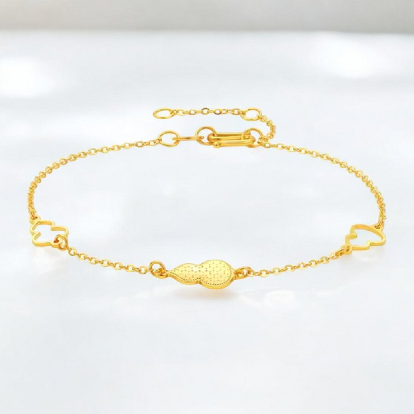 24K 5G 999 Gold Sparkling Gourd Charm Bracelet