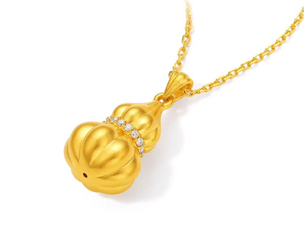 24K 999 Gold Lucky Diamond Gourd Pendant