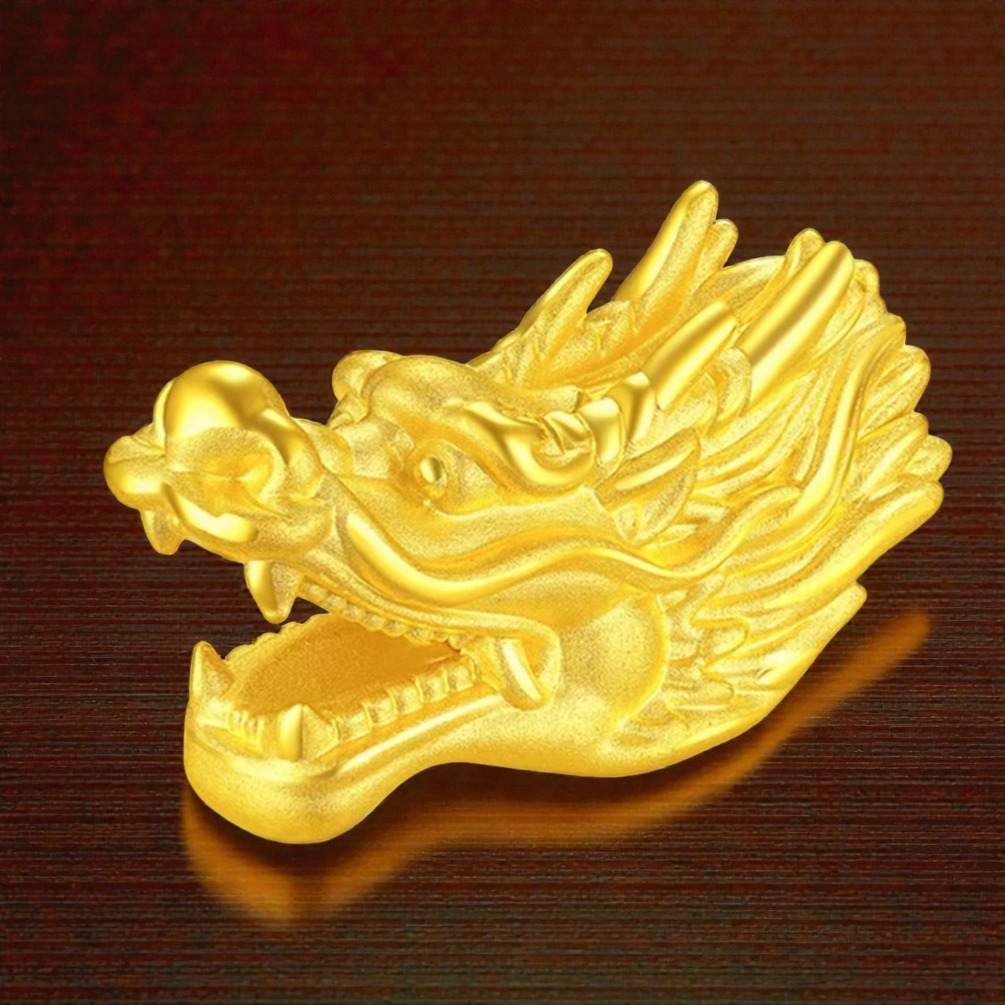 24K 999 3D Hard Gold Zodiac Dragon Head Good Luck Rope Bracelet Men and Women