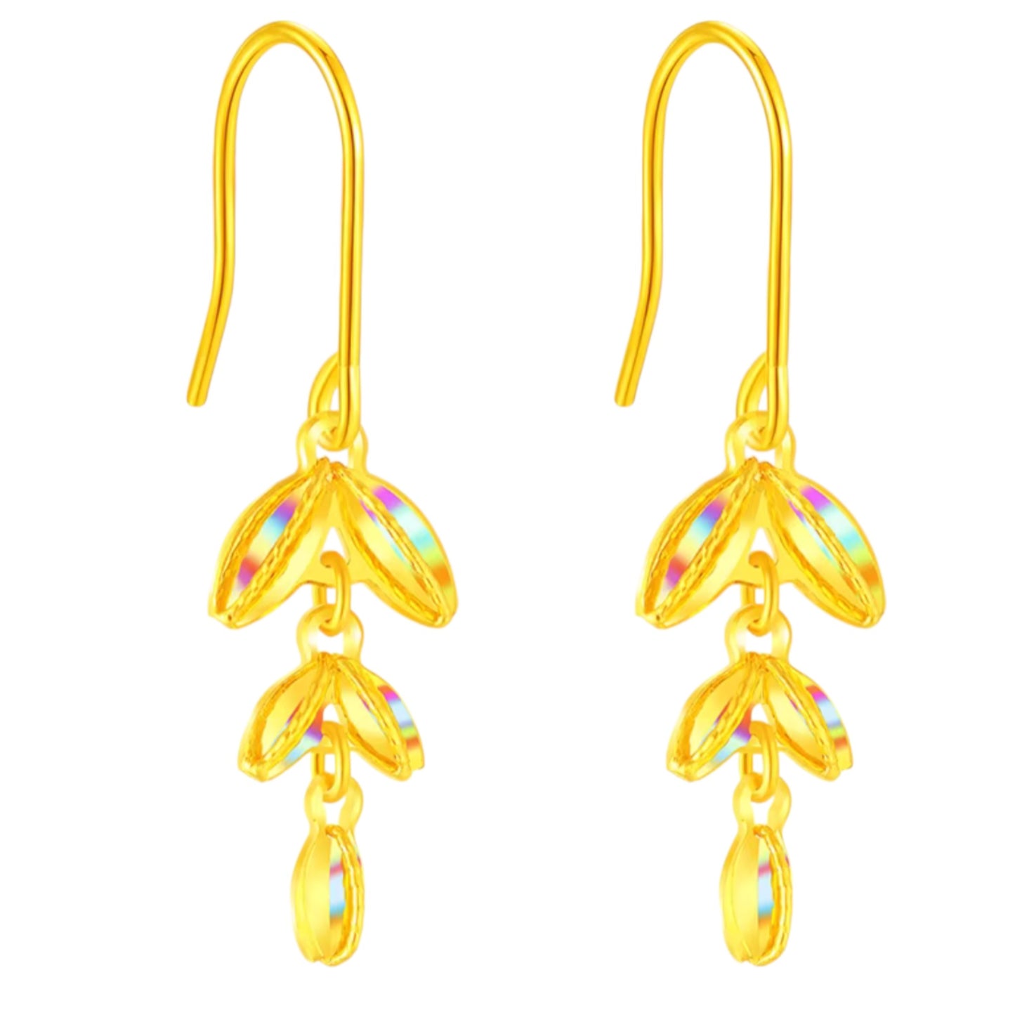24K 999 Gold Trendy Wheat Dazzling Hoop Earrings