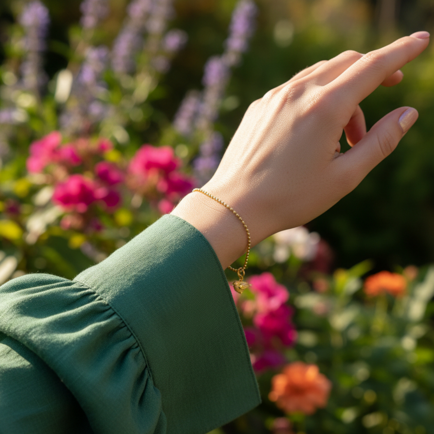 24K 999 Gold Lucky Bird Moissanite Pendant Charm