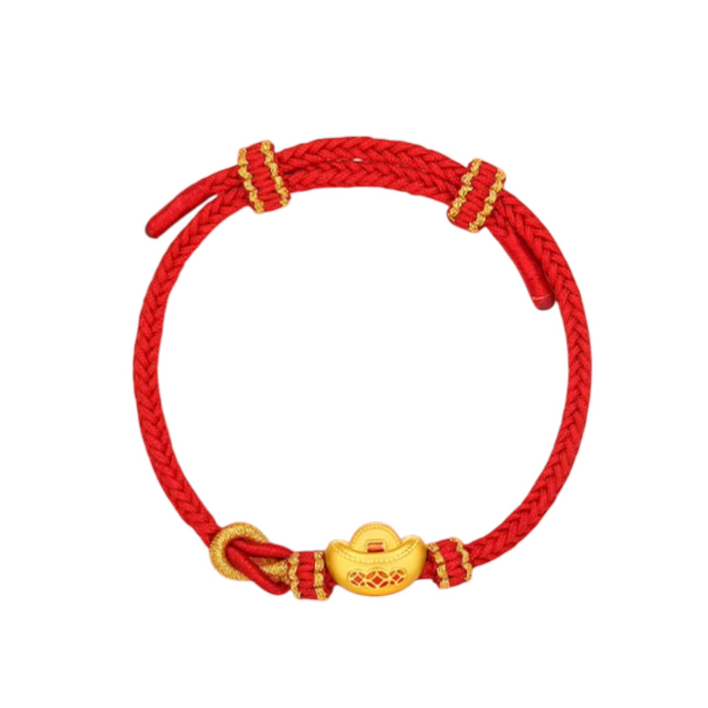 24K 5D 999 Gold Enamel Ingot Charm Rope Adjustable Bracelet
