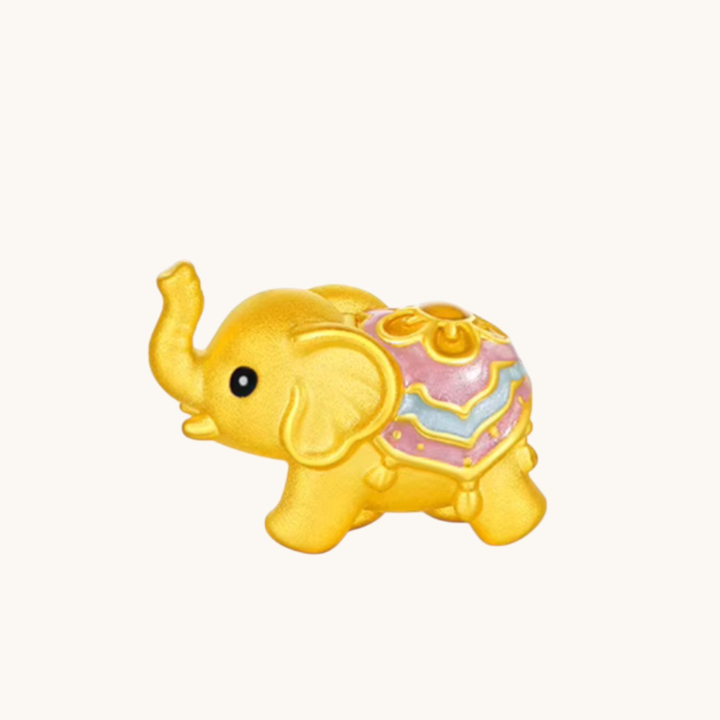 24K 999 Gold Cute Enamel Elephant Charm Rope Adjustable Bracelet