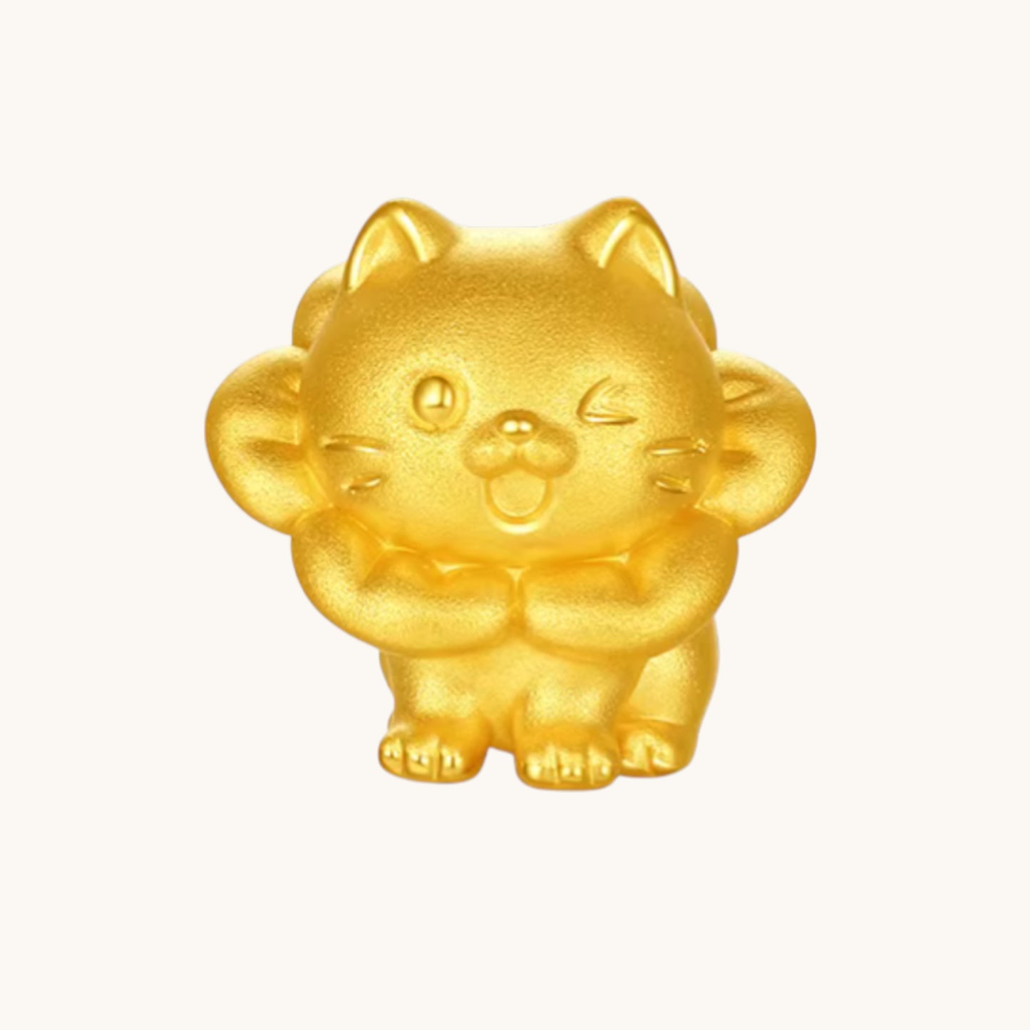 24K 999 Gold Cute Kitty Cat Charm Rope Adjustable Bracelet